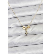 Gold Renk Pirinç Minimal Charmlı Kadın Kolye - TJ-BKO10794