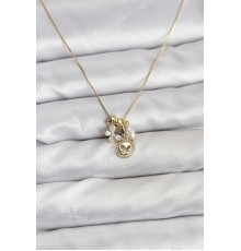 Gold Renk Pirinç Minimal Kelebek Charmlı Kadın Kolye - TJ-BKO10796