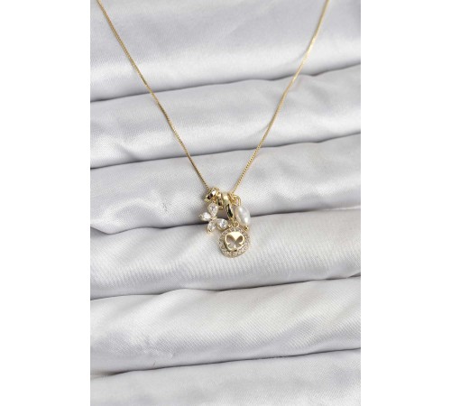 Gold Renk Pirinç Minimal Kelebek Charmlı Kadın Kolye - TJ-BKO10796