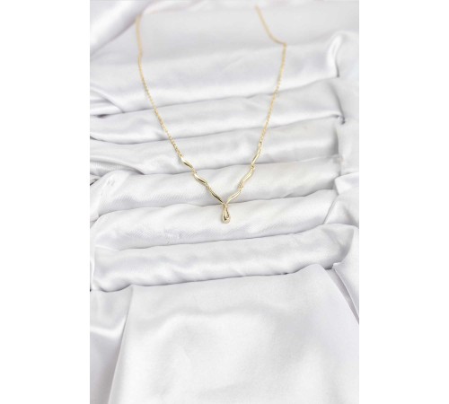 Pirinç Gold Renk Damla Model Kadın Kolye - TJ-BKO10800