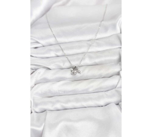 Pirinç Gümüş Renk Minimal Charmlı Kadın Kolye - TJ-BKO10804