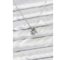Pirinç Gümüş Renk Minimal Charmlı Kadın Kolye - TJ-BKO10804