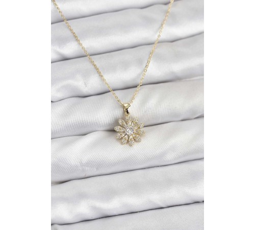 Pirinç Gold Renk Çiçek Model Kadın Kolye - TJ-BKO10805