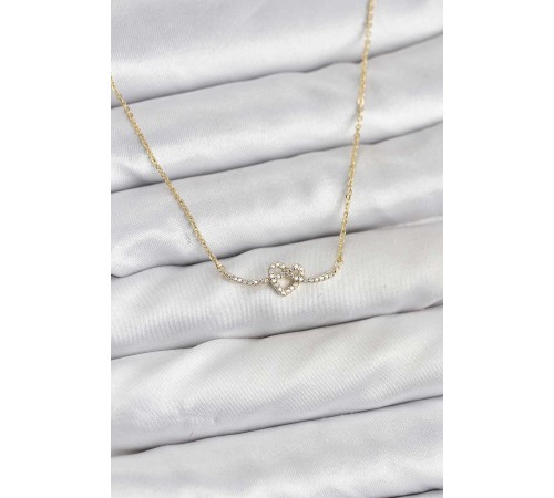 Pirinç Gold Renk Düğüm Kalp Model Kadın Kolye - TJ-BKO10807