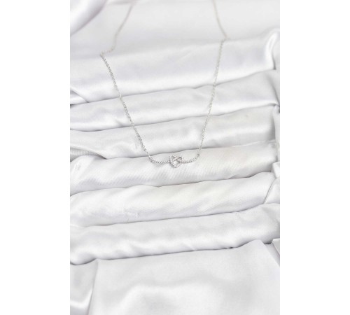 Pirinç Gümüş Renk Düğüm Kalp Model Kadın Kolye - TJ-BKO10808