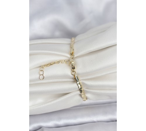 Pirinç Gold Renk Zirkon Taşlı Kadın Bileklik - TJ-BB8160