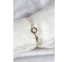 Pirinç Gold Renk Zirkon Taşlı Kadın Bileklik - TJ-BB8160