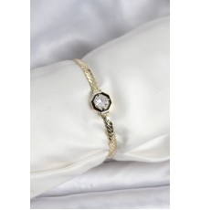 Pirinç Gold Renk Zirkon Taşlı Kadın Bileklik - TJ-BB8160