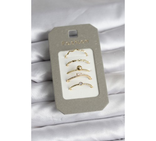 Pirinç Gold Renk 5'li Yüzük Seti - TJ-BYK3924