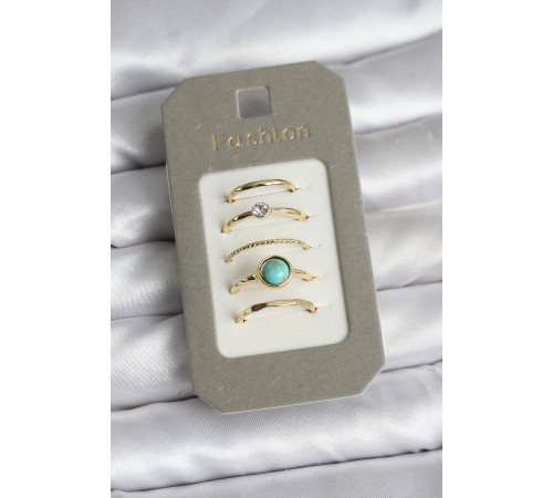 Pirinç Gold Renk 5'li Yüzük Seti - TJ-BYK3925