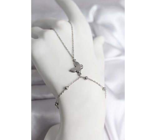 316L Çelik Gümüş Renk Kelebek Model Kadın Şahmeran - TJ-SN733