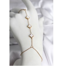 316L Çelik Gold Renk Beyaz Yonca Model Kadın Şahmeran - TJ-SN734