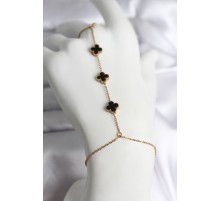 316L Çelik Gold Renk Siyah Yonca Model Kadın Şahmeran - TJ-SN736