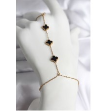 316L Çelik Gold Renk Siyah Yonca Model Kadın Şahmeran - TJ-SN736