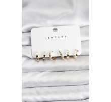 Gold Renk Pirinç Minimal Kalp Detaylı Kadın Küpe Seti - TJ-BKP11473