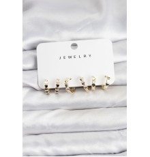 Gold Renk Pirinç Minimal Kalp Detaylı Kadın Küpe Seti - TJ-BKP11473