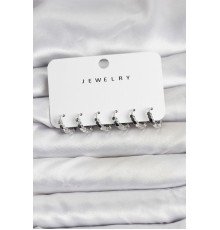 Gümüş Renk Pirinç Minimal Petek Detaylı Kadın Küpe Seti - TJ-BKP11474