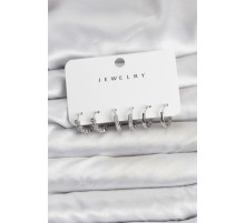 Gümüş Renk Pirinç Zirkon Taşlı Kadın Küpe Seti - TJ-BKP11476