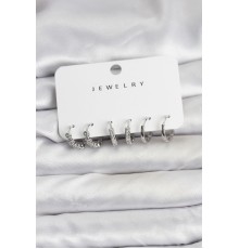 Gümüş Renk Pirinç Zirkon Taşlı Kadın Küpe Seti - TJ-BKP11476