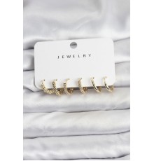 Gold Renk Pirinç Zirkon Taşlı Kadın Küpe Seti - TJ-BKP11477