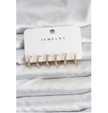 Gold Renk Pirinç Zirkon Taşlı Halka Kadın Küpe Seti - TJ-BKP11487