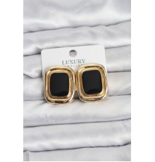 Siyah Mineli Kare Gold Renk Vintage Kadın Küpe - TJ-BKP11490