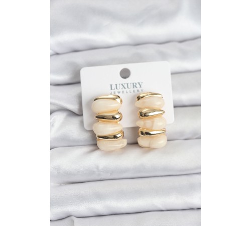 Krem Renk Pirinç Vintage Kadın Küpe - TJ-BKP11492