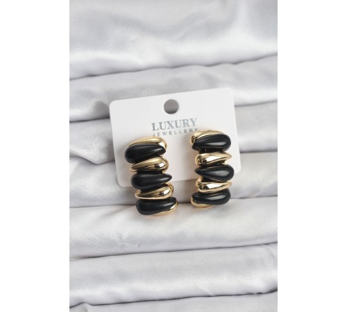 Siyah Renk Pirinç Vintage Kadın Küpe - TJ-BKP11493