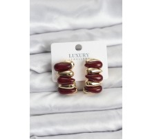 Bordo Renk Pirinç Vintage Kadın Küpe - TJ-BKP11494