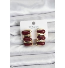 Bordo Renk Pirinç Vintage Kadın Küpe - TJ-BKP11494