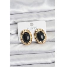 Siyah Renk Oval Vintage Pirinç Kadın Küpe - TJ-BKP11495