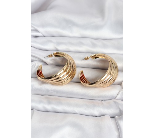 316L Çelik Gold Renk Yarım Halka Model Kadın Küpe - TJ-BKP11502