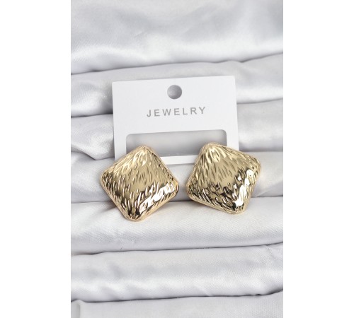 316L Çelik Gold Renk Kare Vintage Kadın Küpe - TJ-BKP11504