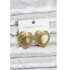 316L Çelik Gold Renk Kalp Model Kadın Küpe - TJ-BKP11505