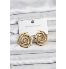 316L Çelik Gold Renk Sarmal Model Kadın Küpe - TJ-BKP11506