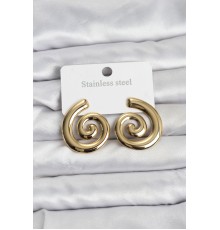 316L Çelik Gold Renk Sarmal Modelli Kadın Küpe - TJ-BKP11508