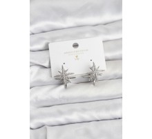 Gümüş Renk Pirinç Çift Taraflı Kutup Yıldızı Kadın Küpe - TJ-BKP11511