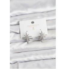Gümüş Renk Pirinç Çift Taraflı Kutup Yıldızı Kadın Küpe - TJ-BKP11511