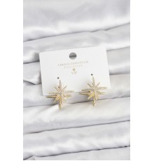 Gold Renk Pirinç Çift Taraflı Kutup Yıldızı Kadın Küpe - TJ-BKP11512