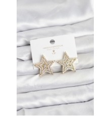 Gold Renk Pirinç Zirkon Taşlı Yıldız Model Kadın Küpe - TJ-BKP11514