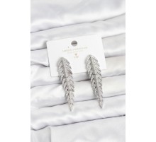 Pirinç Gümüş Renk Balık Sırtı Model Zirkon Taşlı Kadın Küpe - TJ-BKP11517