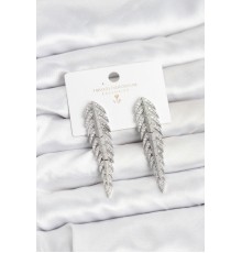 Pirinç Gümüş Renk Balık Sırtı Model Zirkon Taşlı Kadın Küpe - TJ-BKP11517