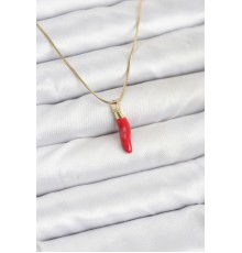 316L Çelik Gold Renk Kapya Kırmızı Biber Model Kadın Kolye - TJ-BKO10810