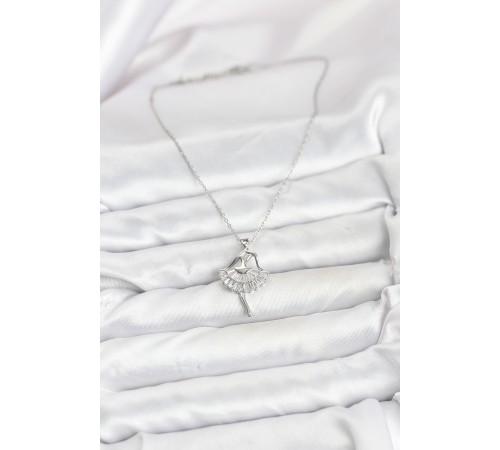 316L Çelik Gümüş Renk Balerin Model Kadın Kolye - TJ-BKO10811