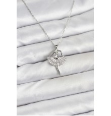 316L Çelik Gümüş Renk Balerin Model Kadın Kolye - TJ-BKO10811