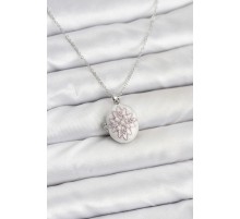 316L Çelik Gümüş Renk Pembe Lotus Model Kadın Küpe - TJ-BKO10812