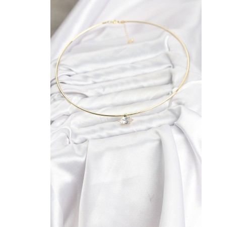 Pirinç Gold Renk Choker Model Zirkon Taşlı Kadın Kolye - TJ-BKO10817