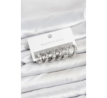 316L Çelik Gümüş Renk Su Yolu Halka Küpe Seti - TJ-BKP11523