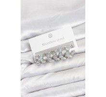 316L Çelik Gümüş Renk Baget Zirkon Taşlı Halka Küpe Seti - TJ-BKP11529