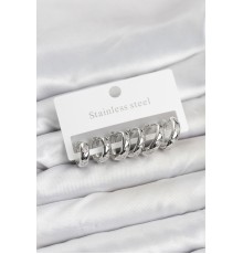 316L Çelik Gümüş Renk Zirkon Taşlı Kutup Yıldızı Model Halka Küpe Seti - TJ-BKP11531